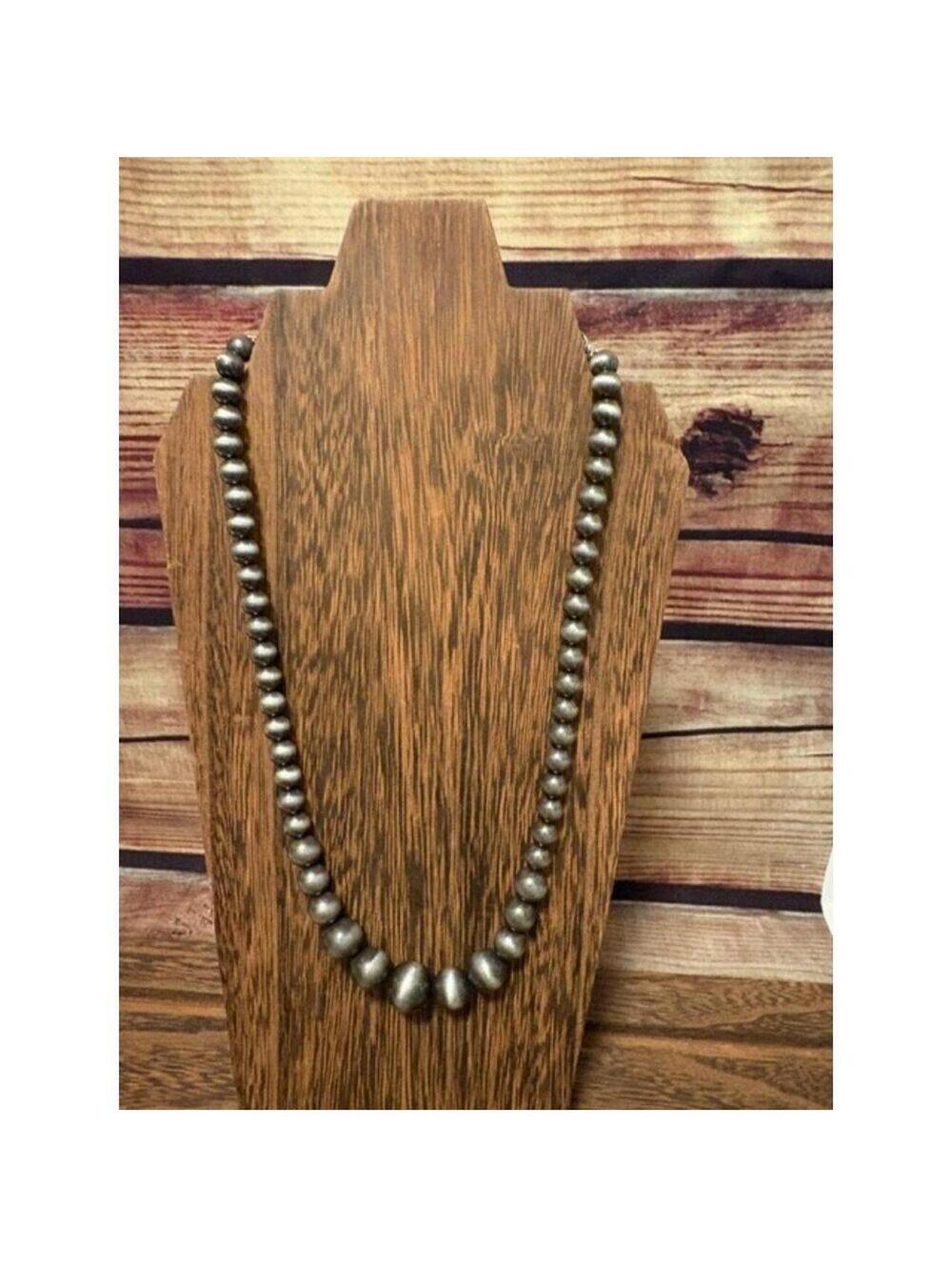 ISAC Handmade Western Graduated Silver-Tone Bead Necklace 16" NWT